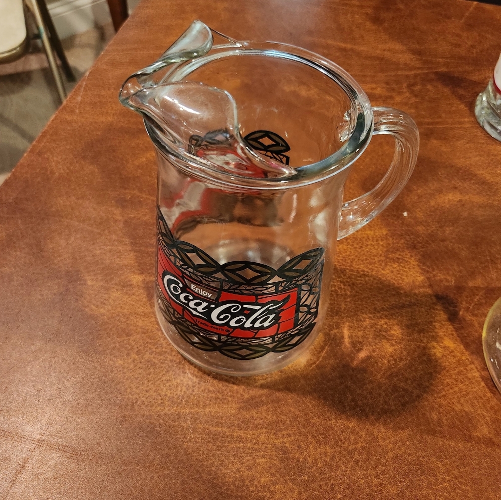 Coca-Cola Glass Pitcher with Red and Black Design - Picture 2 of 5